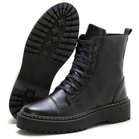 Bota Coturno Feminino Tratorado Blogueira .